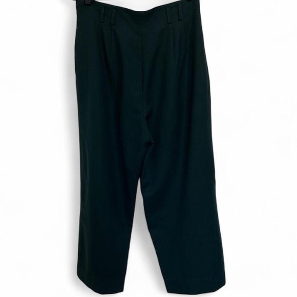 Vintage High Rise Pleated Dark Green Wool Pants Size 14P (see measurements) - Picture 4 of 10